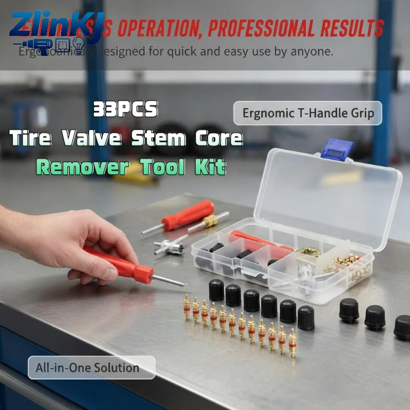 33pcs Slotted Handle Tire Valve Stem Core Remover Screwdriver, Tire Repair Install Tool For Car Motorcycle Bicycle