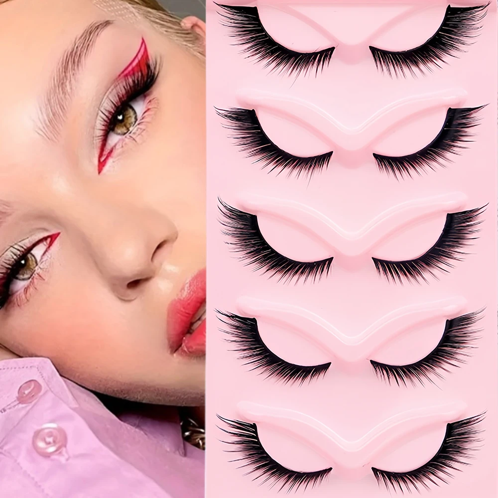 5 pares de pestañas de zorro de aspecto natural, pestañas de ojo de gato, pestañas alargadas 3D de 16 mm, perfectas para realzar su apariencia