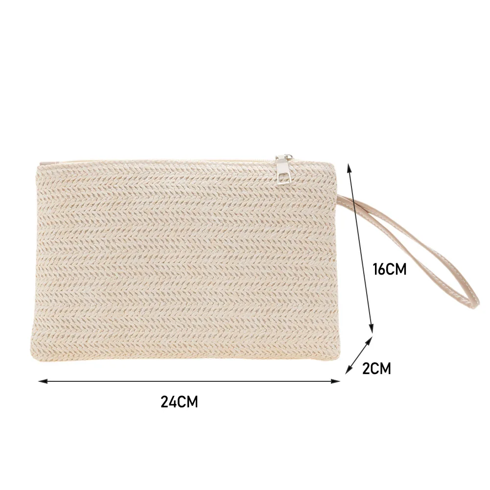 Vacation Casual Ladies Small Phone Pocket Fashion Women Bohemian Woven Clutch Wristlet Bag Beach Handbags Purse view 6