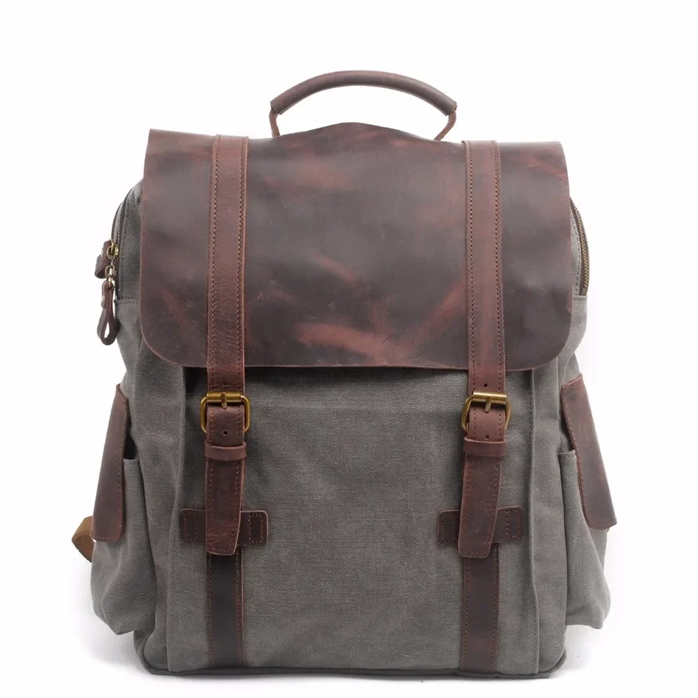 M141 New Fashion Backpack Leather Canvas Men Backpack School Bag Military Backpack Women Rucksack Male Knapsack Bagpack Mochila