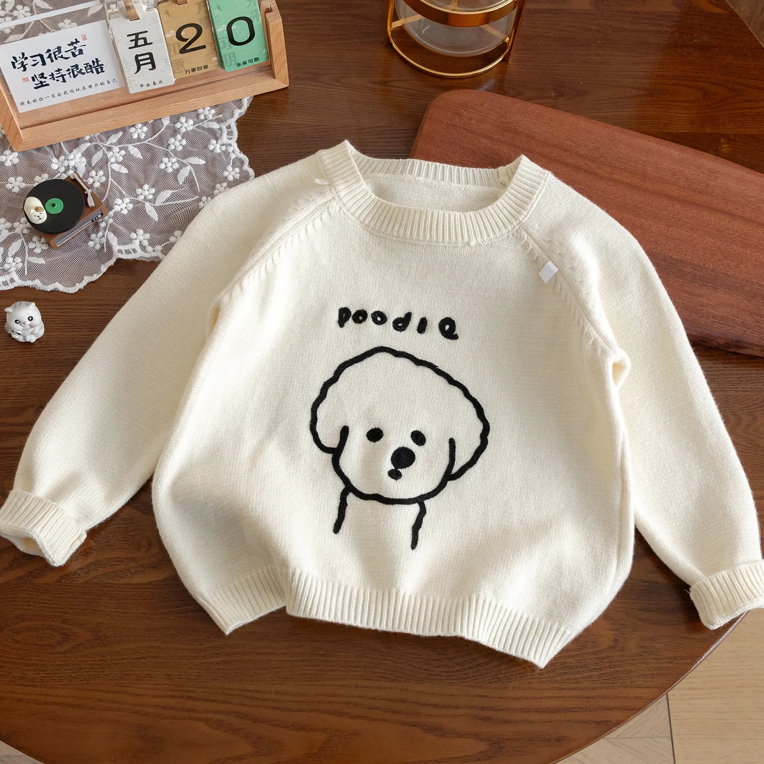 Childrens Sweater 2025 Autumn New Cute Korean Edition Fashion Versatile Long Sleeve Knitted Top for Daily Leisure Wear