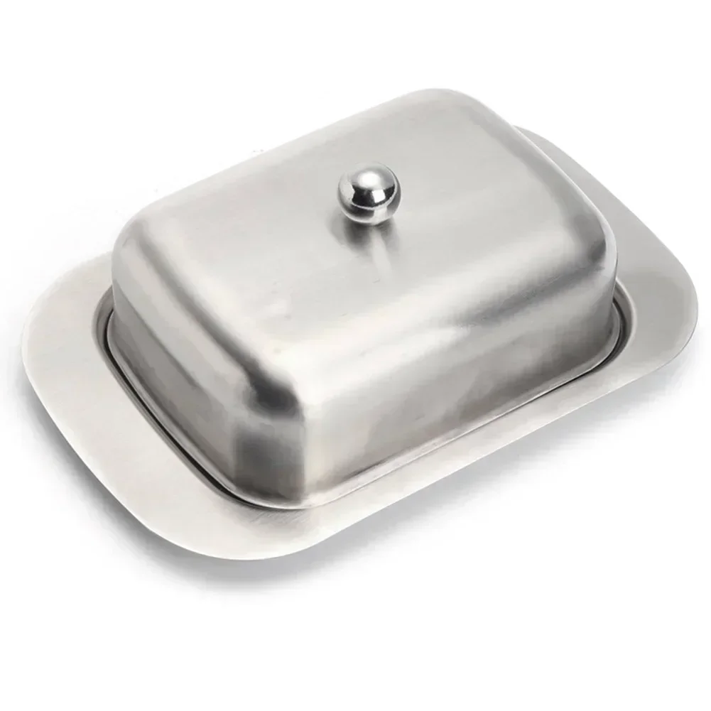 18.6x16x6.5cm Stainless Steel Butter Dish Butter Serving Tray With Lid For Kitchen Storage Kitchen Storage Supplies