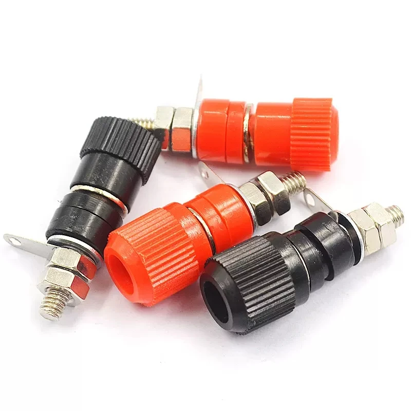 5PCS Terminal Blocks JS-910B 4mm Amplifier Terminal Connector Binding Post Banana Plug Jack Mount Black 5 Red 5