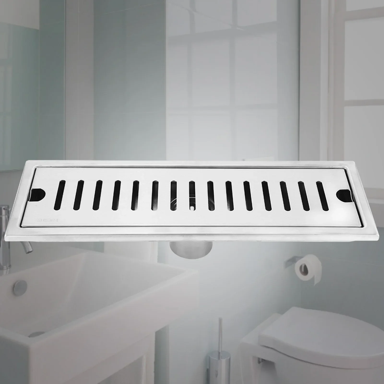 304 Stainless Steel Floor Drain Rectangle Shower Drain Fast Flow Anti-odor Hair Strainer for Bathroom Hotel Project