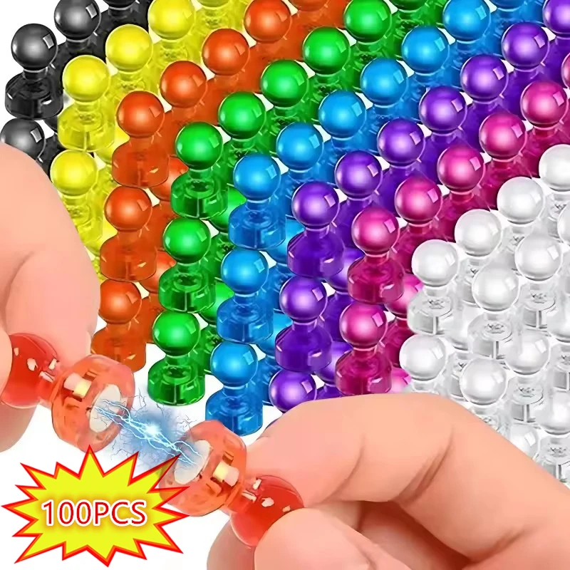 100 قطعة مغناطيس الثلاجة النيوديميوم القوي الملون دبوس الإبهام السبورة الثلاجة ملصق مكتب دبابيس الضغط المغناطيسي #1