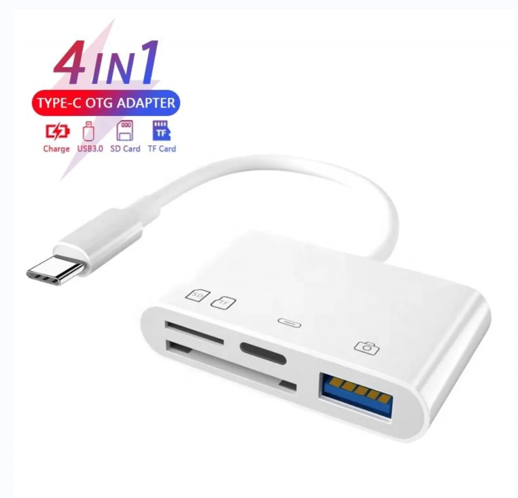 

4-in-1 SD Card Reader for iPhone & iPad - Fast Charge Port, Plug & Play