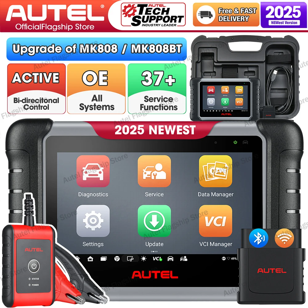 Autel MaxiCOM MK808BT Pro BT506 Battery Tester OBD2 Scanner Automotivo Car Diagnostic Scan Tool  Active Test Code Reader