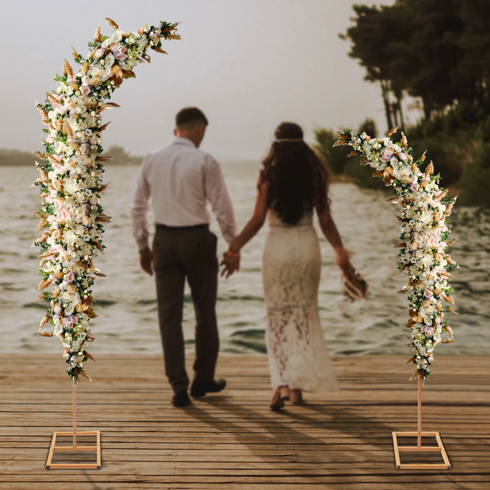 

Набор из 2-х золотых металлических арок для свадебного декора, подставок для цветов, украшения для вечеринок