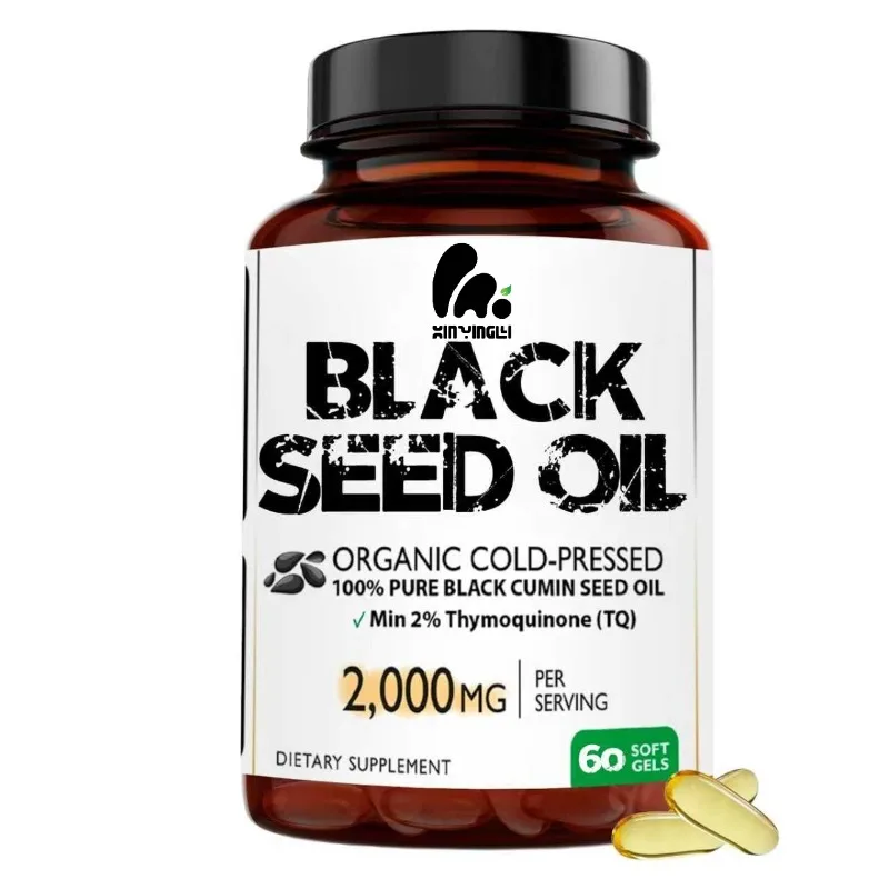 

Organic Black Seed Oil 1000mg Capsules, Cold Pressed - Used for Immune Support, Joint and Digestive Health 60 Capsules