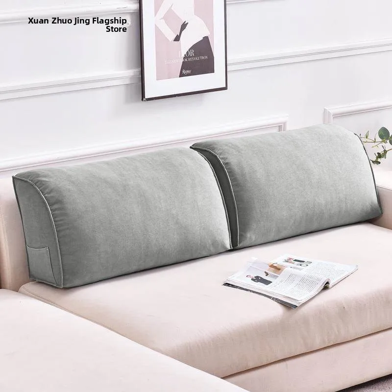Low Profile Rectangular Sofa Pillow Large Barest Bed Head Pillow Detachable Cover Long Cuion U-aped Pillow Pearl Cotton...