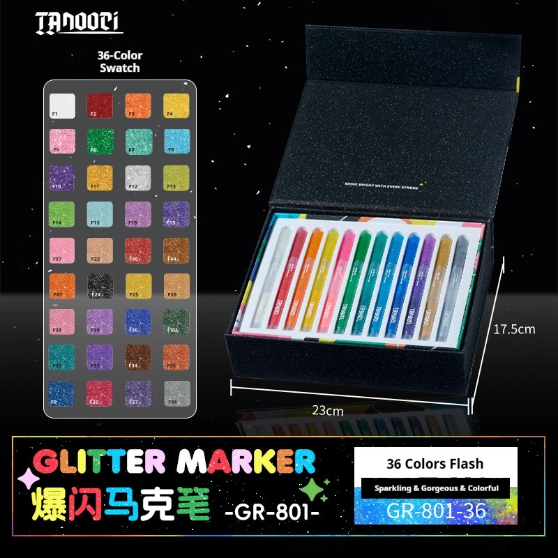 TANOOCI Acrylic Paint Markers Pens,12/24/36 Colors Water-based,Metallic&Glitter Art Supplies ForRock Painting,Ceramic,DIY Crafts