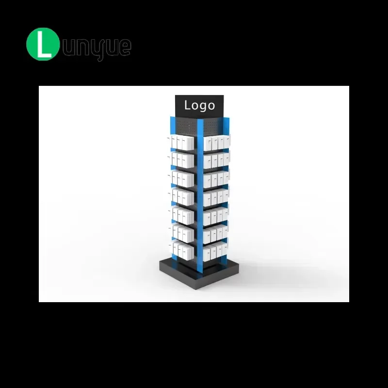Four Sided Metal Rotating Display Stand Heavy Duty 360 Degree Spin Rack for Retail Store Supermarket Product Showcase Space