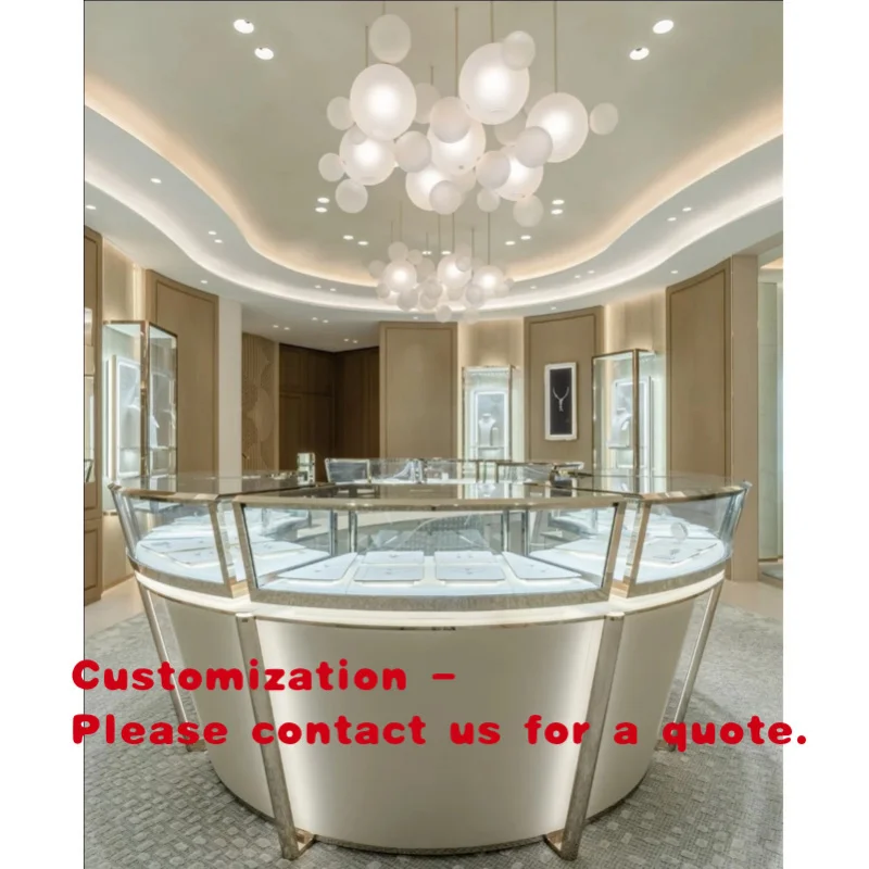custom.Luxury White Mall Jewelry Store Design | Custom Unique Mall Fixtures & Cellular Jewelry Display Series