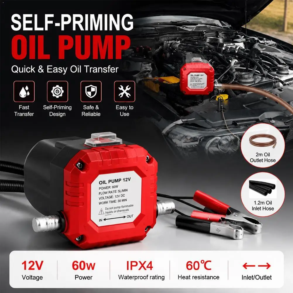 Self-Priming Electric Oil Pump Transfer/Extract Engine Oil, Diesel, Hydraulic Gear Oil For Truck Accessories