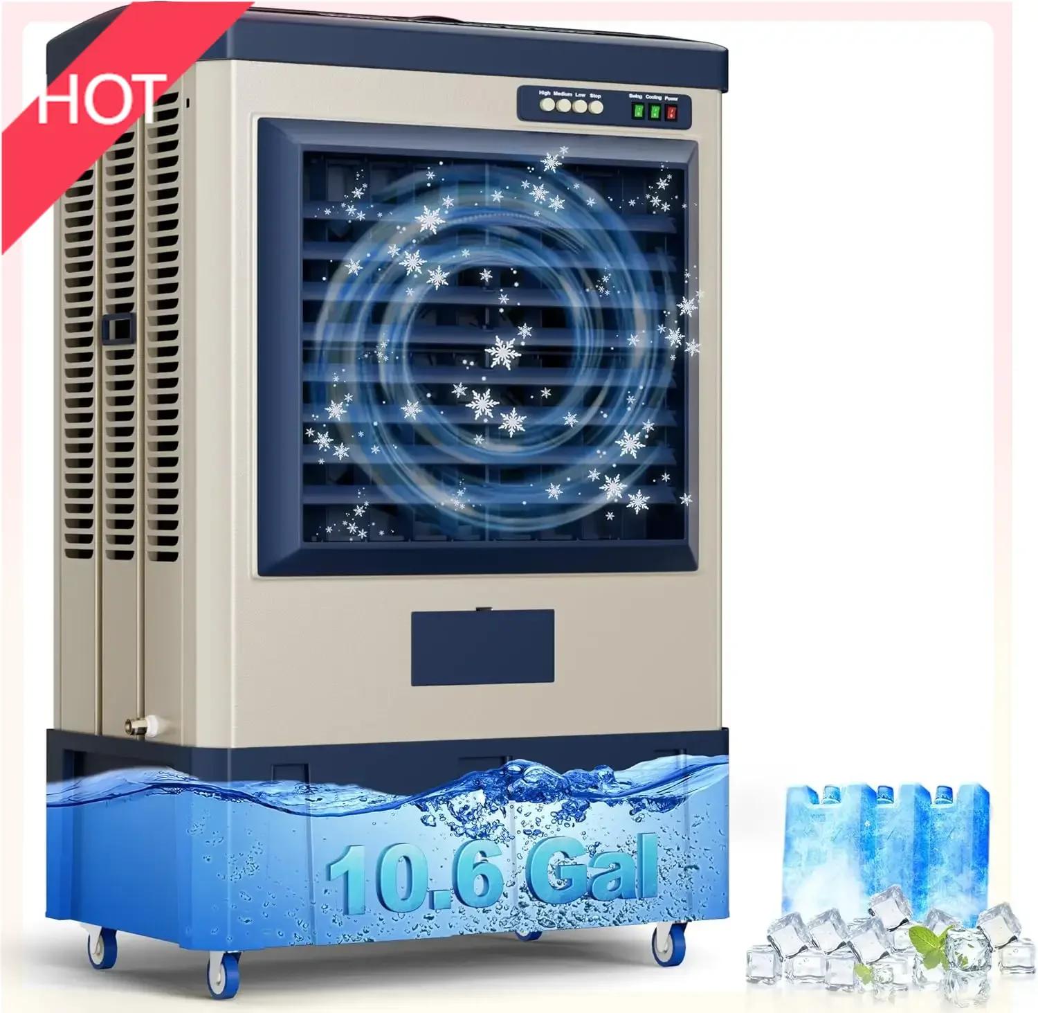 

4800cfm Swamp , Evaporative Air Cooler With Continuous Auto Fill, Portable For Commercial, Industrial
