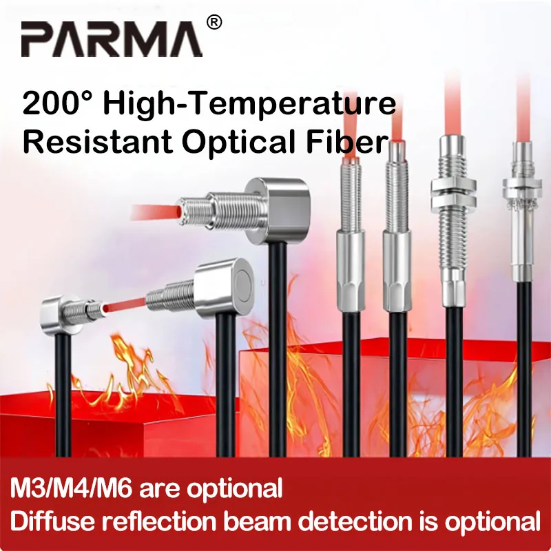 M3M4M6 High-temperature-resistant 200-degree optical fiber sensor for direct-angle amplification of retro-reflective sensing pro