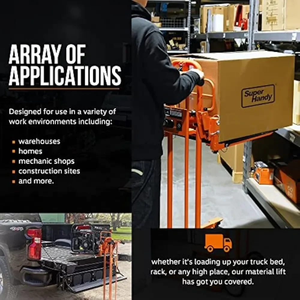 SuperHandy Material Lift Winch Stacker, Pallet Truck Dolly, Lift Table, Fork Lift, 330 Lbs 40\