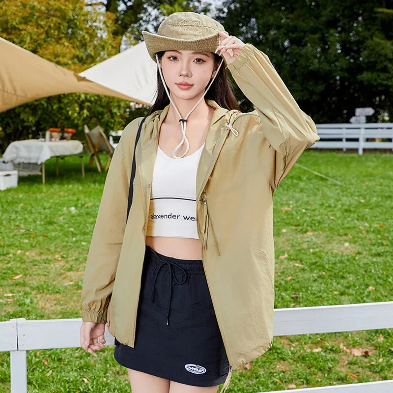 

Летние женские и мужские легкие тонкие солнцезащитные куртки, Новое поступление 2025, женские корейские повседневные свободные пальто с капюшоном и защитой от ультрафиолета