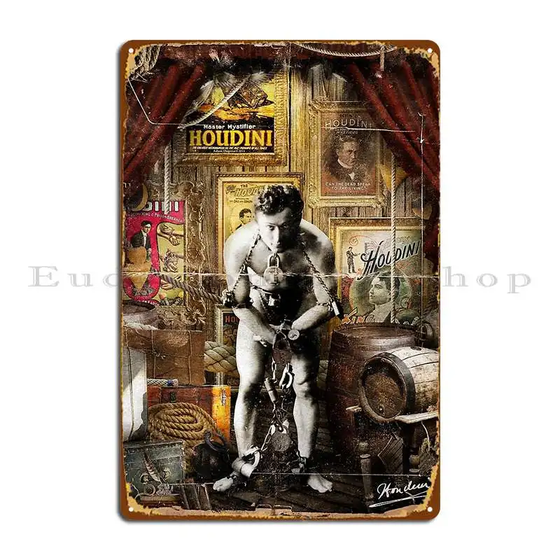 La placa de metal de Houdini crea una cueva de diseño clásico crear cartel de estaño