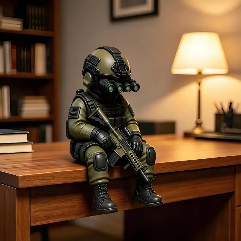 Soldier Decoration Sitting Snipers Statue Armed Special Forces Statue Military Soldier Sculpture Collectible Model