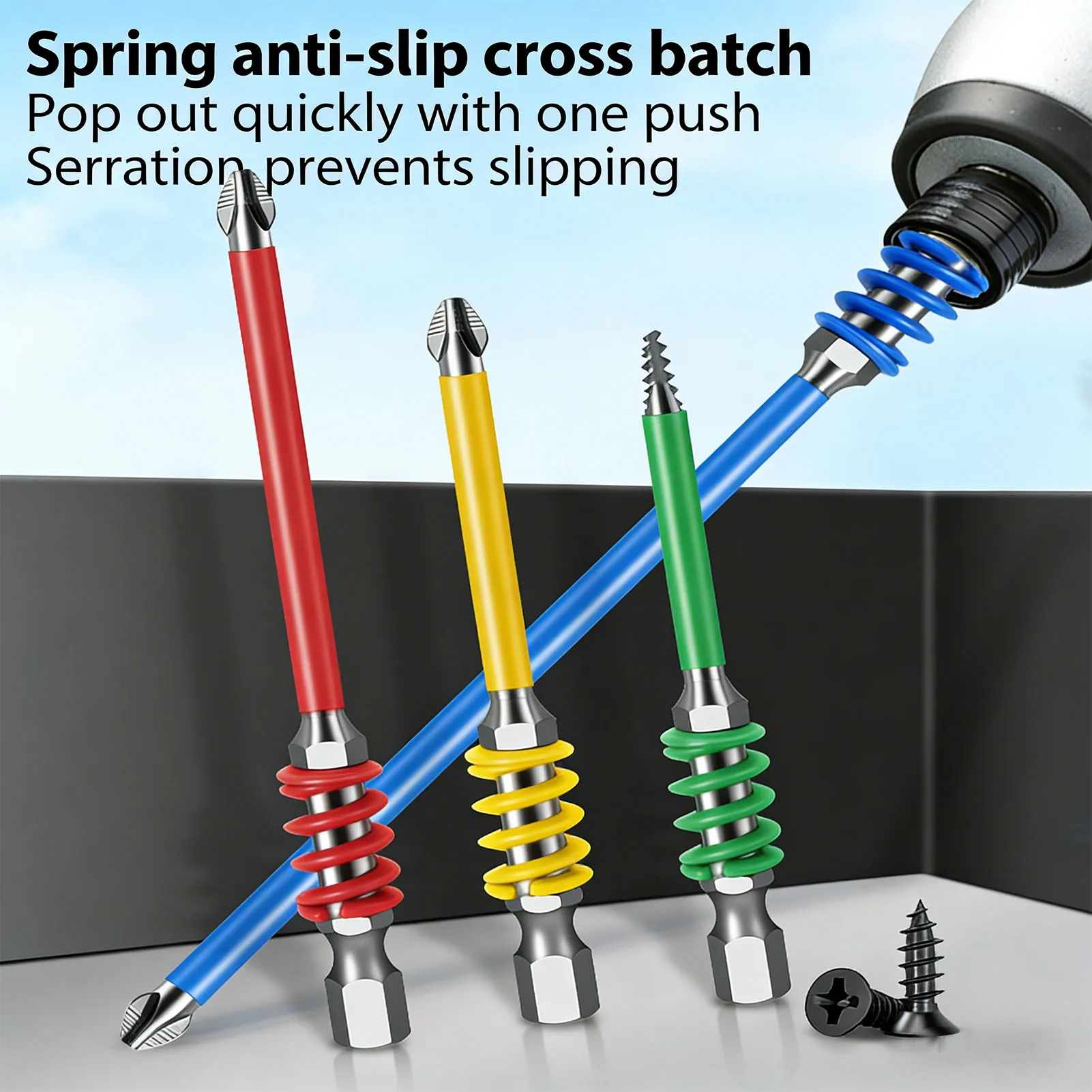 Spring Loaded PH2 Screwdriver Bit 65 70 90 150mm 1/4 Inch Hex Shank Magnetic Anti Slip Screwdriver Bit for Electric Manual
