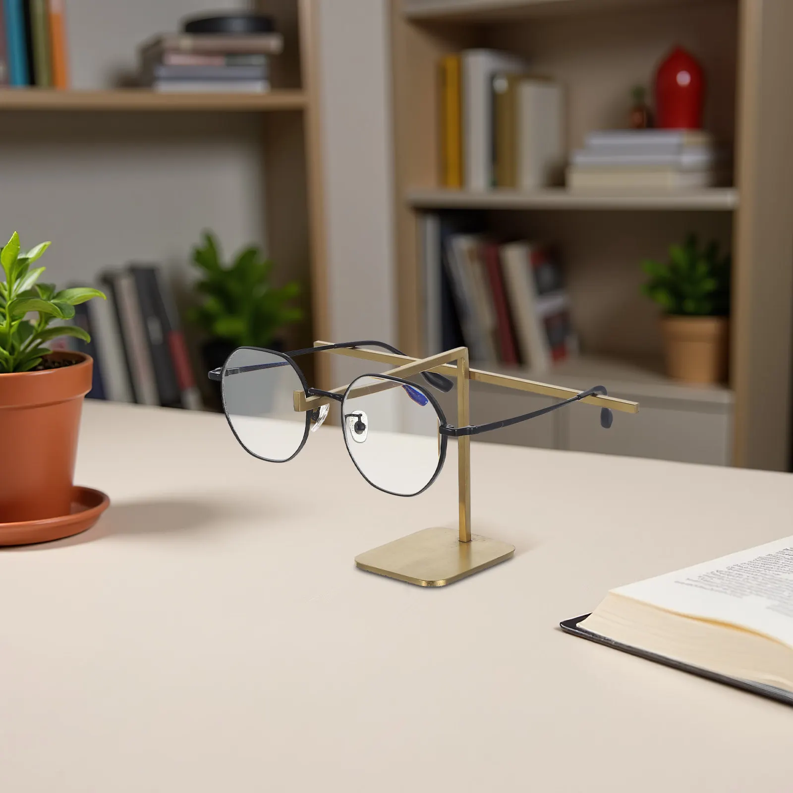 Sleek Stainless Steel Eyeglass Display Stand Portable Detachable Sunglasses Organizer Rack for Countertop Retail Store Home
