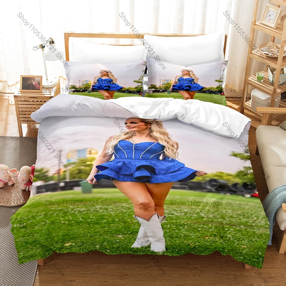 Cool Megan Moroney Duvet Cover + 2 Pillowcases Vintage Country Music Letter Print Soft Polyester Bedding Decor Southern Country