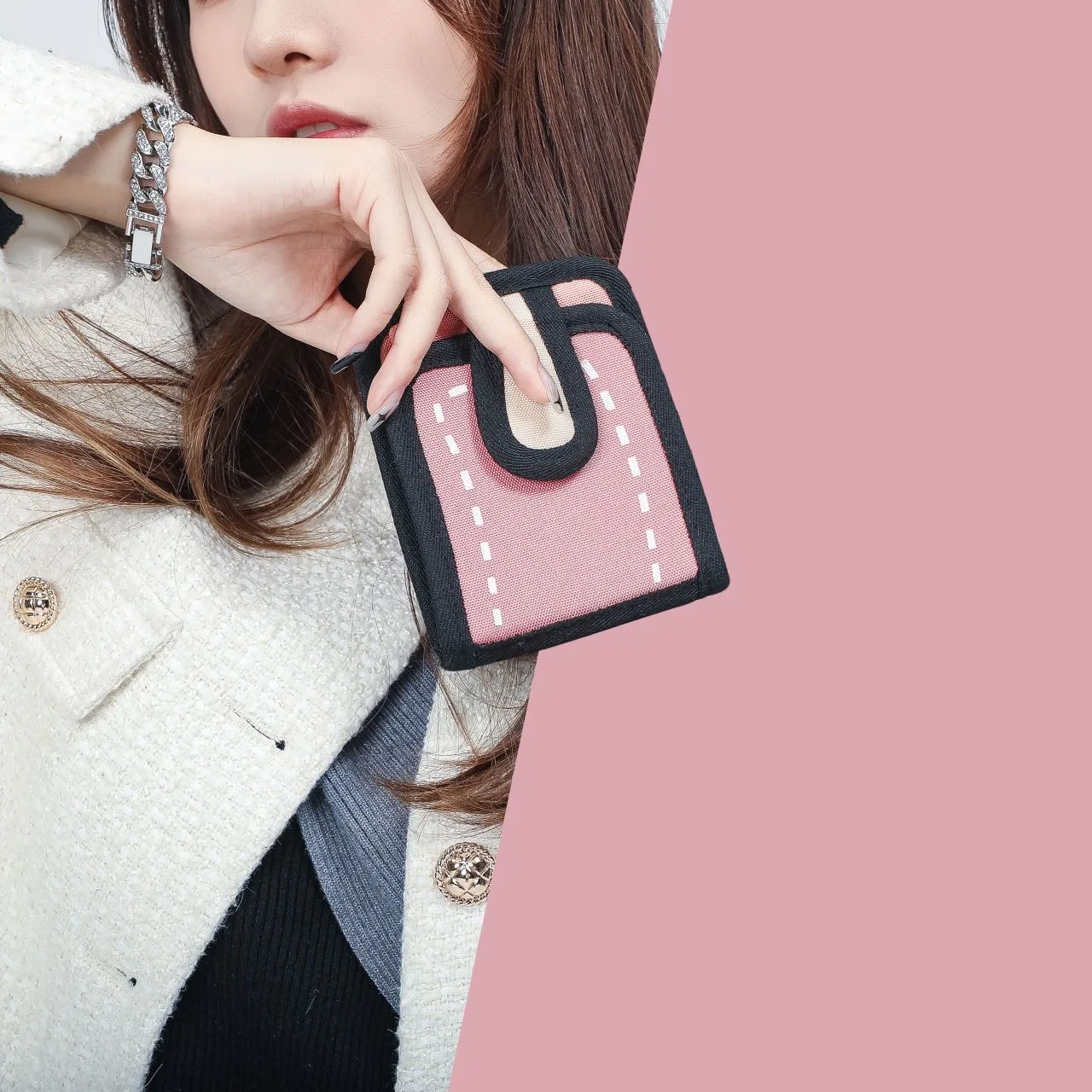 Cartoon Student 3D Wallet New Color Contrast Cute Birthday Gift For Teens Girls Y2K Card Bag Coin Holder Purse Short Wallet