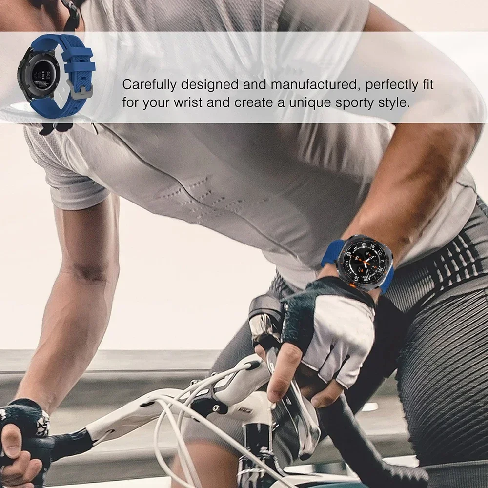 حزام سيليكون لساعة سامسونج جالاكسي الترا 2025 47 ملم سوار معصم بديل لساعة سامسونج 8/8 حزام كلاسيكي