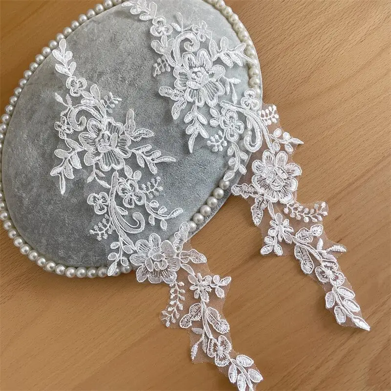 Spitzenblumen für DIY-Haaraccessoires, Brautkleider, Hochzeitsschuhe, Kopfschmuck, Applikationen, RS4013, 10 Stück – Detail 7