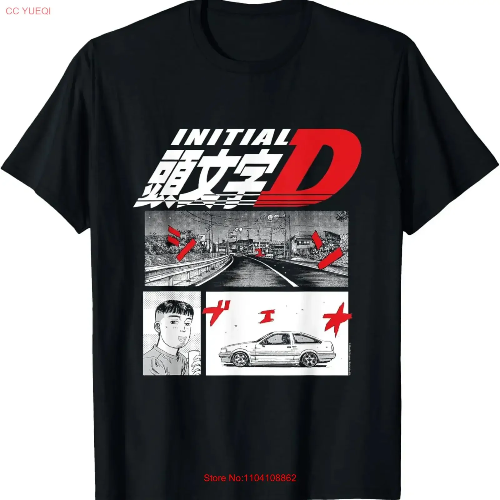 Initial D Manga 3 Panel T Shirt  vintage Washed Stretched Stylish Breathable fashion graphic Slightly Unisex Versatile