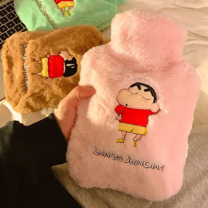 1000Ml Cartoon Cute Crayon Shin-Chan Plush Water Injection Hot Water Bag Home Hot Compress Water Injection Bag Practical Gift