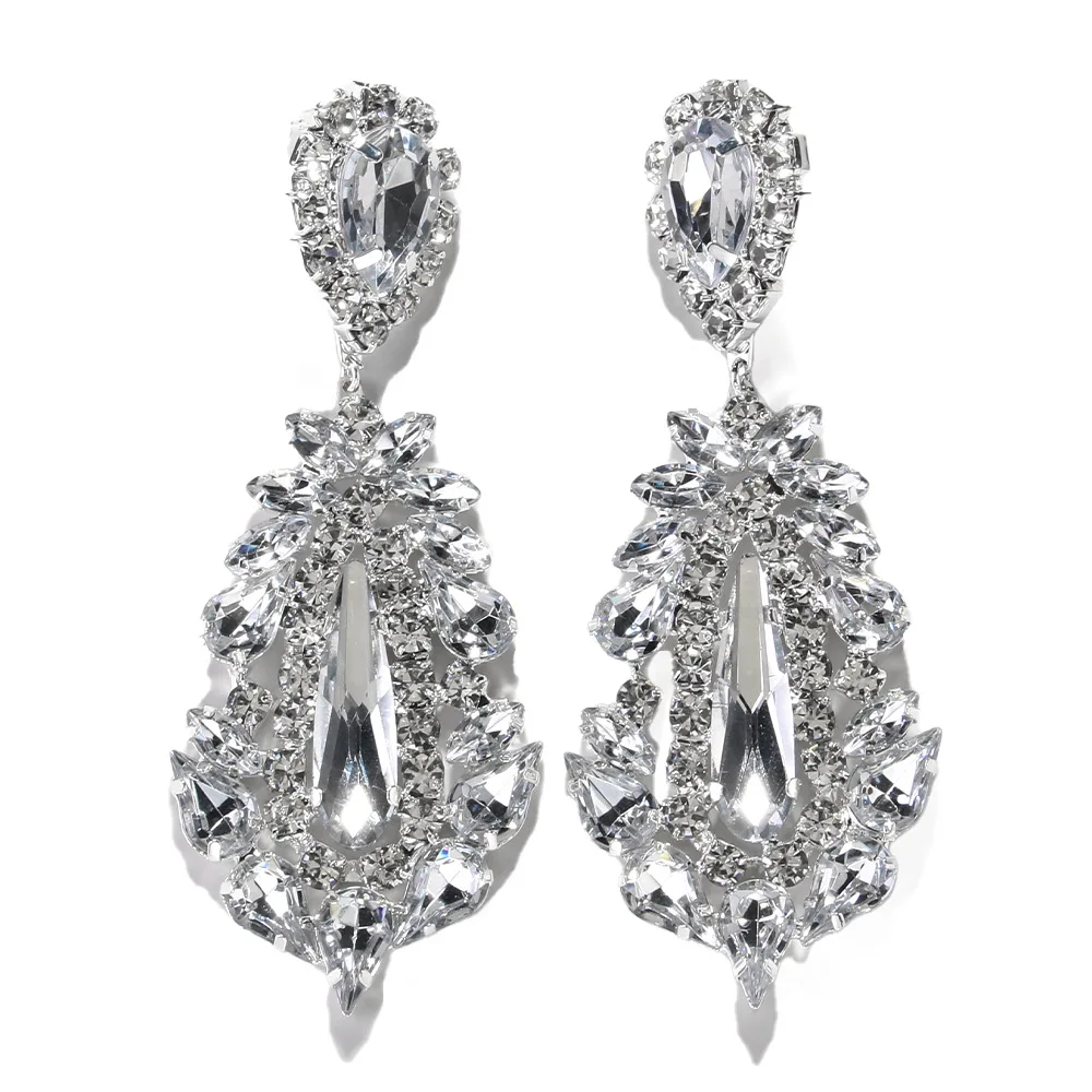 Stonefans New Statement Earrings for Women Vintage Rhinestone Dinner Fashion Wedding Accessories New Queen Exaggeration Earring