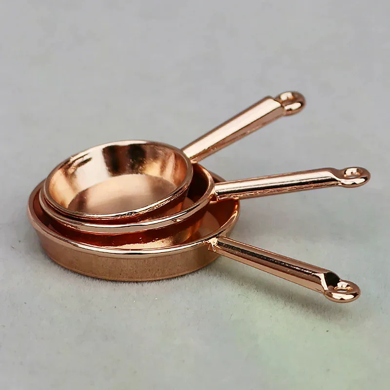 1Set 1:12 Poppenhuis Miniatuur Koekenpan Braadpan Metalen Kookgerei Keuken Model Decor Speelgoed Poppenhuis Accessoires