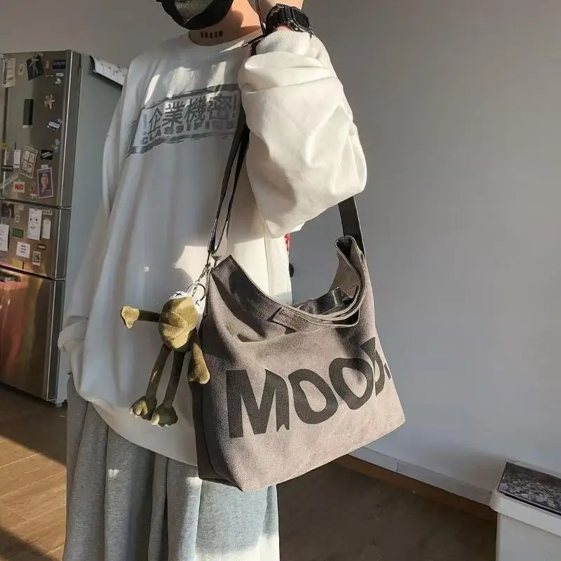 حقيبة قماش أنيقة قطعة واحدة للشباب والرجال، حقيبة كتف كبيرة الحجم بتصميم حروف، حقيبة كروس رائعة للنساء والطلاب #5