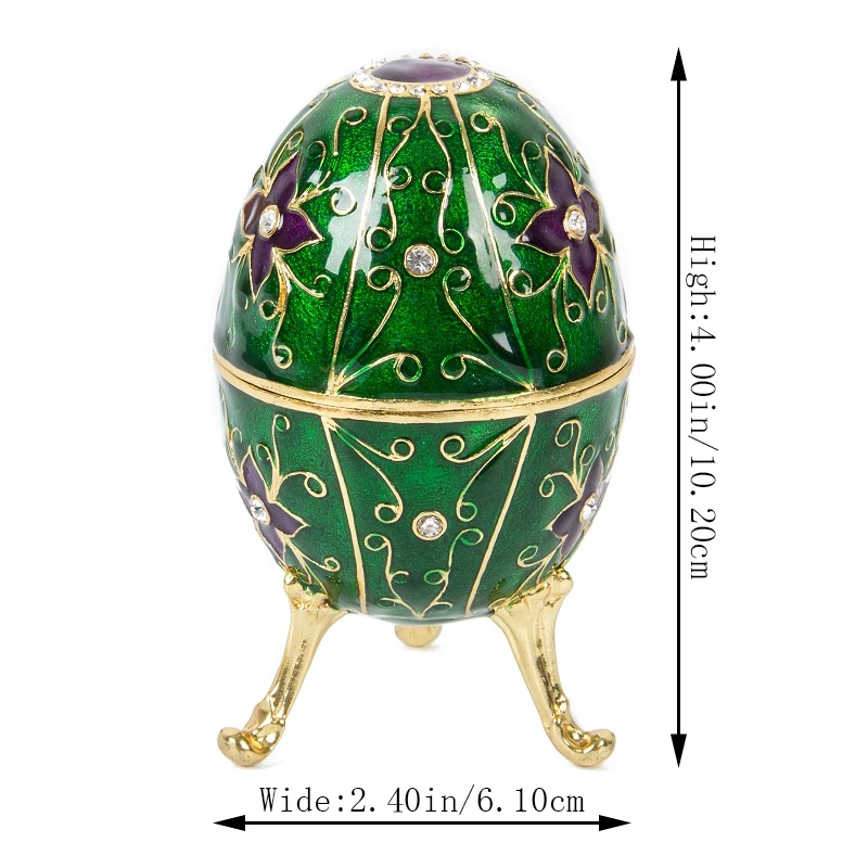 Qifu New Arrive Green Faberge Egg Jewelry Holder