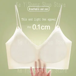 Breathable Ice Silk Bra Lingerie Women's seamless back halter vest wraps bra small breasts sexy and comfortable