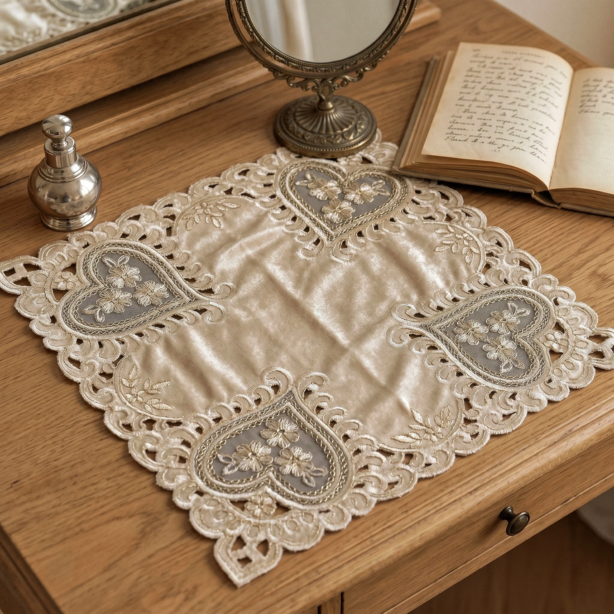 Placemat Set of 4 Decorative Tablecloths American Breakfast Placemats Bright Velvet Large Plates Mats Rose Gold Table Pad view 3