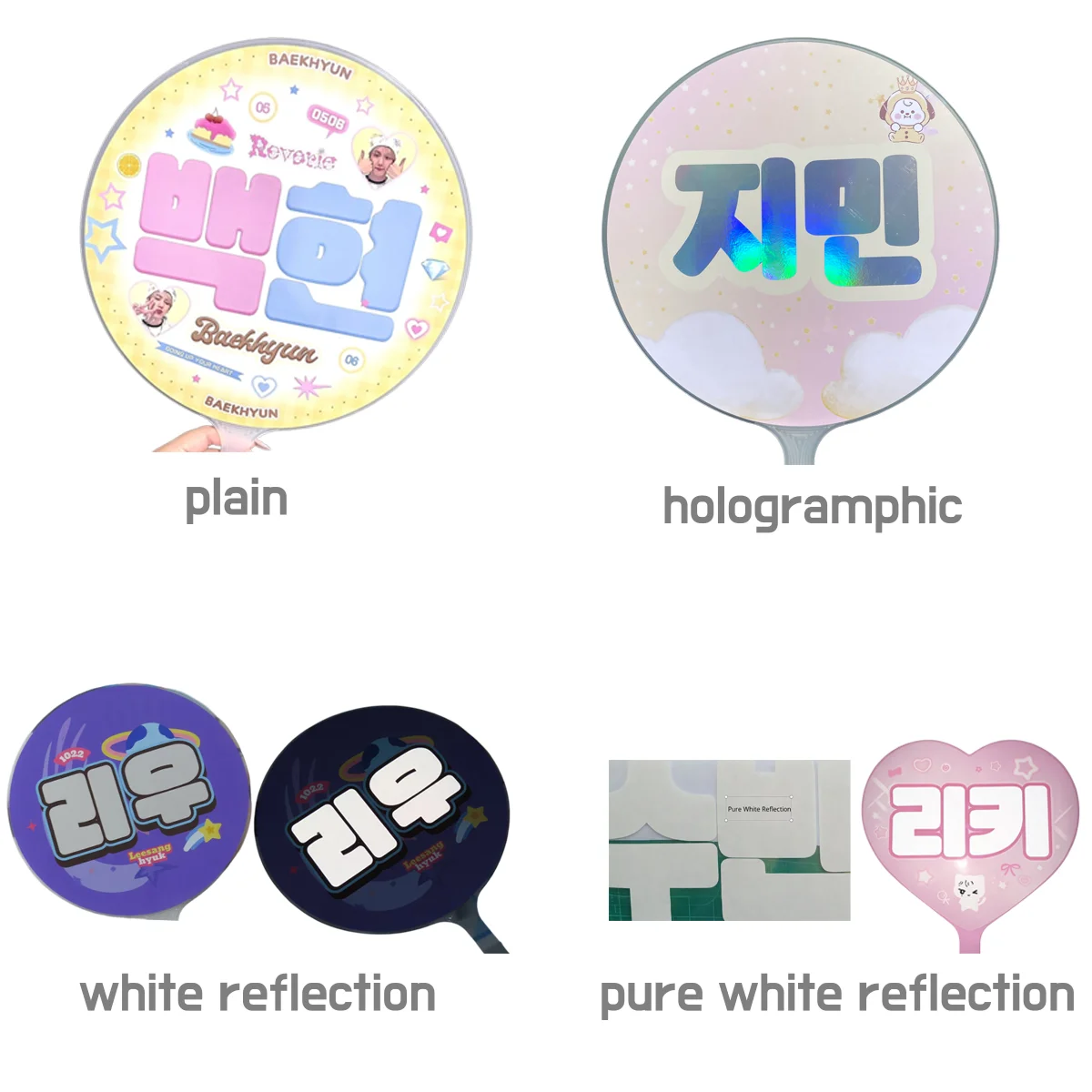 Custom Kpop Big Picket Hand Fan World Tour Concert Cheering Fan Thick Printing High Quality Korean Style with Transparent Cover