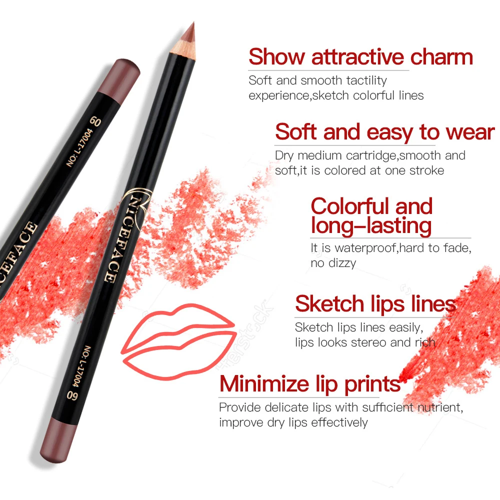 12 Kleuren Cosmetische Lippenstift Pen Mat Langdurige Pigmenten Waterdichte Dame Charmante Lipliner Contour Make-Up Lippenstift Tool