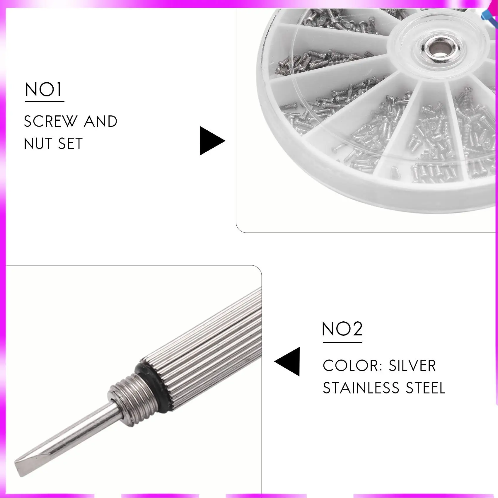 N96R 600 Pcs/Set Small Stainless Steel Screws 12 Kinds Of Electronics Nuts Assortment + 1Pc Screwdriver For Eyeglasses Repairing