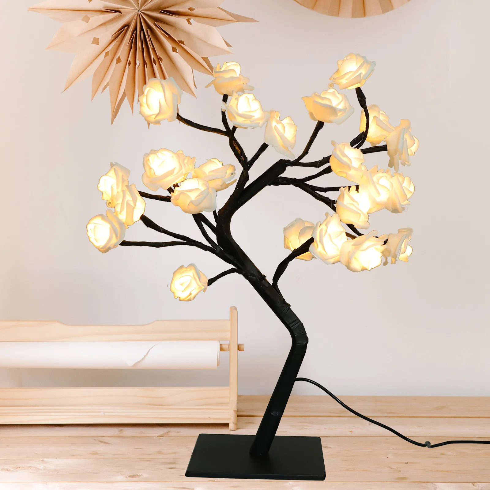 

Настольный водонепроницаемый светодиодный светильник с розой, украшение для спальни, ночная уникальная настольная лампа, креативное внутреннее светодиодное освещение для внутреннего освещения