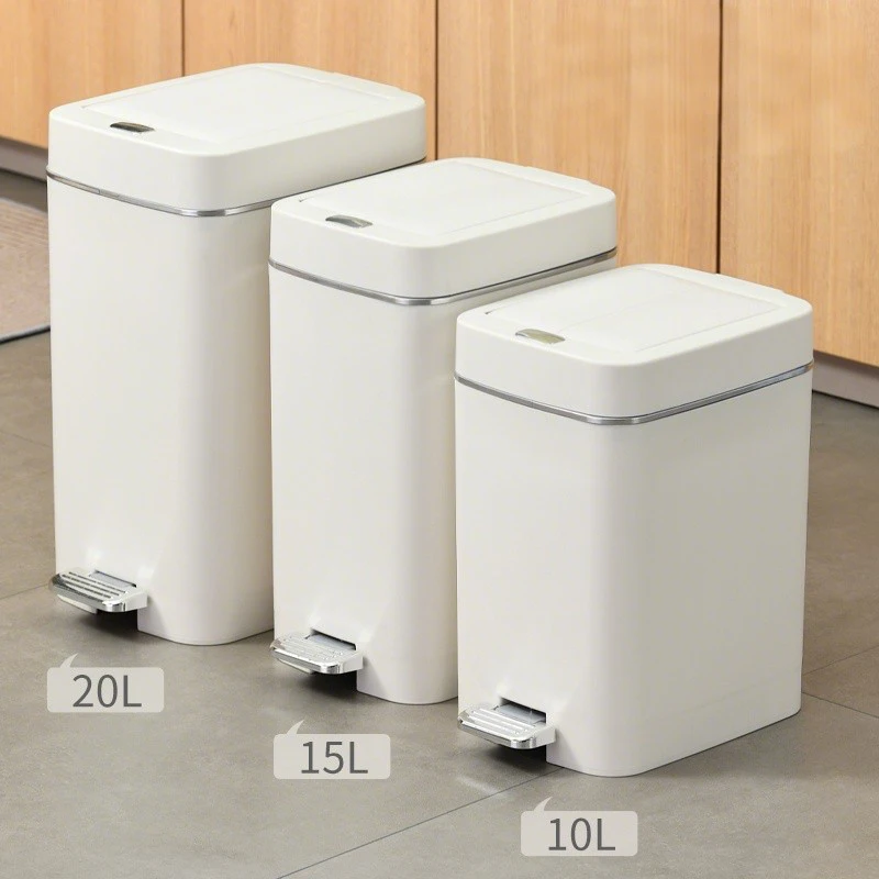 1 Pack, Large Capacity Trash Can, Press Foot Pedal To Open Lid, Paper Basket Storage Bin, Office Bedroom, Living Room, Bathroom