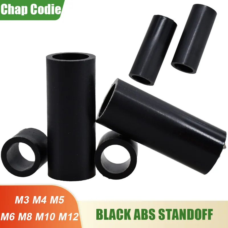 100-1000Pcs Black ABS Nylon Hollow Non Thread Standoff PCB Support TV Install Spacers Spacing Bolt Washer Round Column Pillars