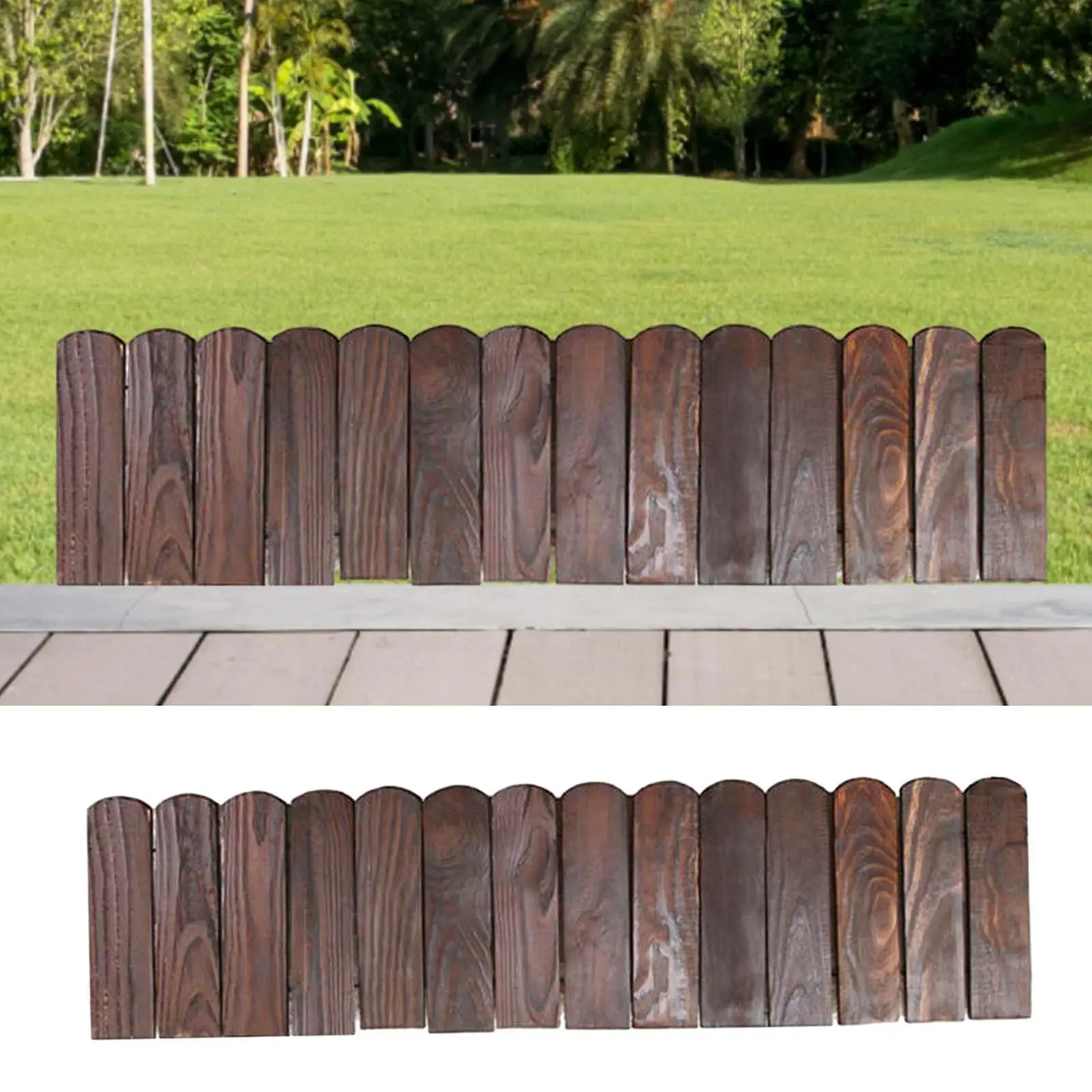 Decorative Garden Fence Wooden Reusable Water Resistant Fence Liner Garden Edging Border for Lawn Outdoor Garden Landscaping