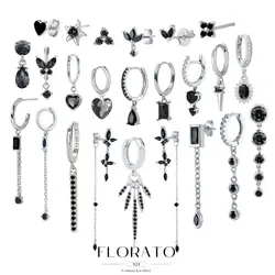 Boucles d'Oreilles Géométriques en Argent Sterling 925, Accessoires de Haute Joaillerie à la Mode, pour Femme