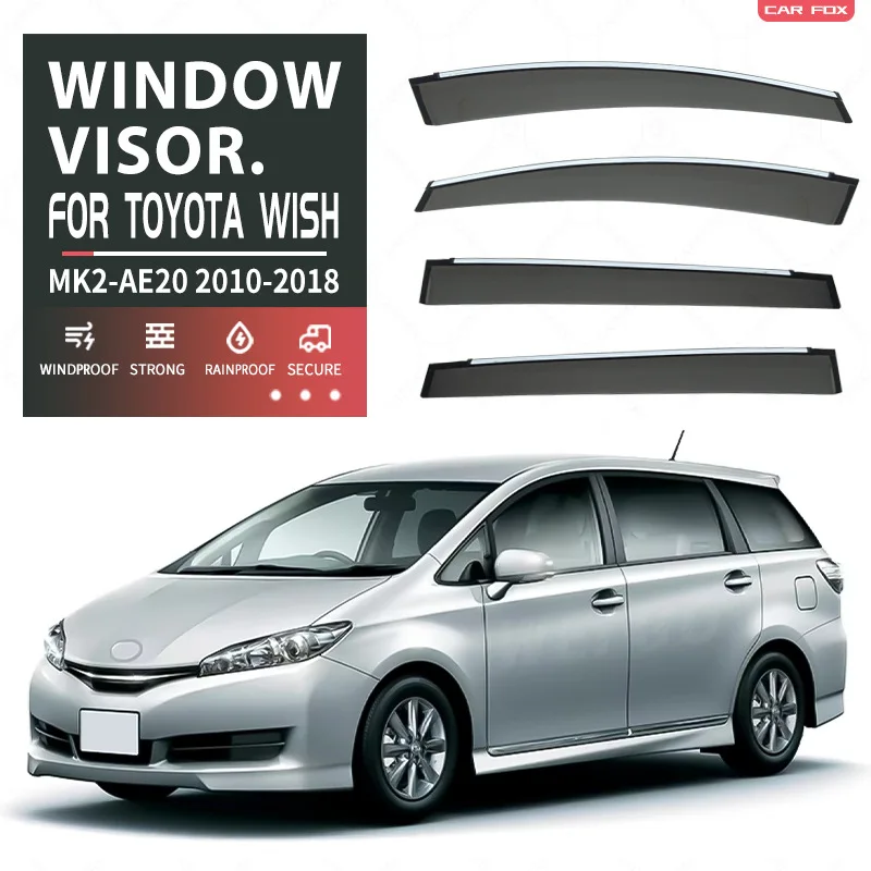 

Подходит для Toyota Wish: дефлекторы окон, защита от дождя, накладки на окна.