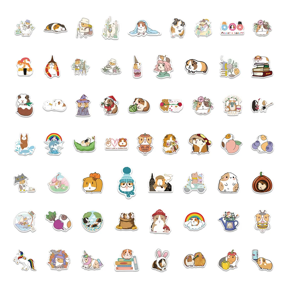 10/30/60 قطعة الكرتون لطيف الحيوانات الأليفة خنزير غينيا لطيف الإبداعية الزخرفية الكتابة على الجدران ملصقات مقاوم للماء الشارات لعب الأطفال هدية