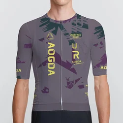 Aogda Short Sleeve Aero Cycling Jersey Men,Slim Fit Lightweight Road Bike Jersey,Breathable Pro Team Bicycle Clothing
