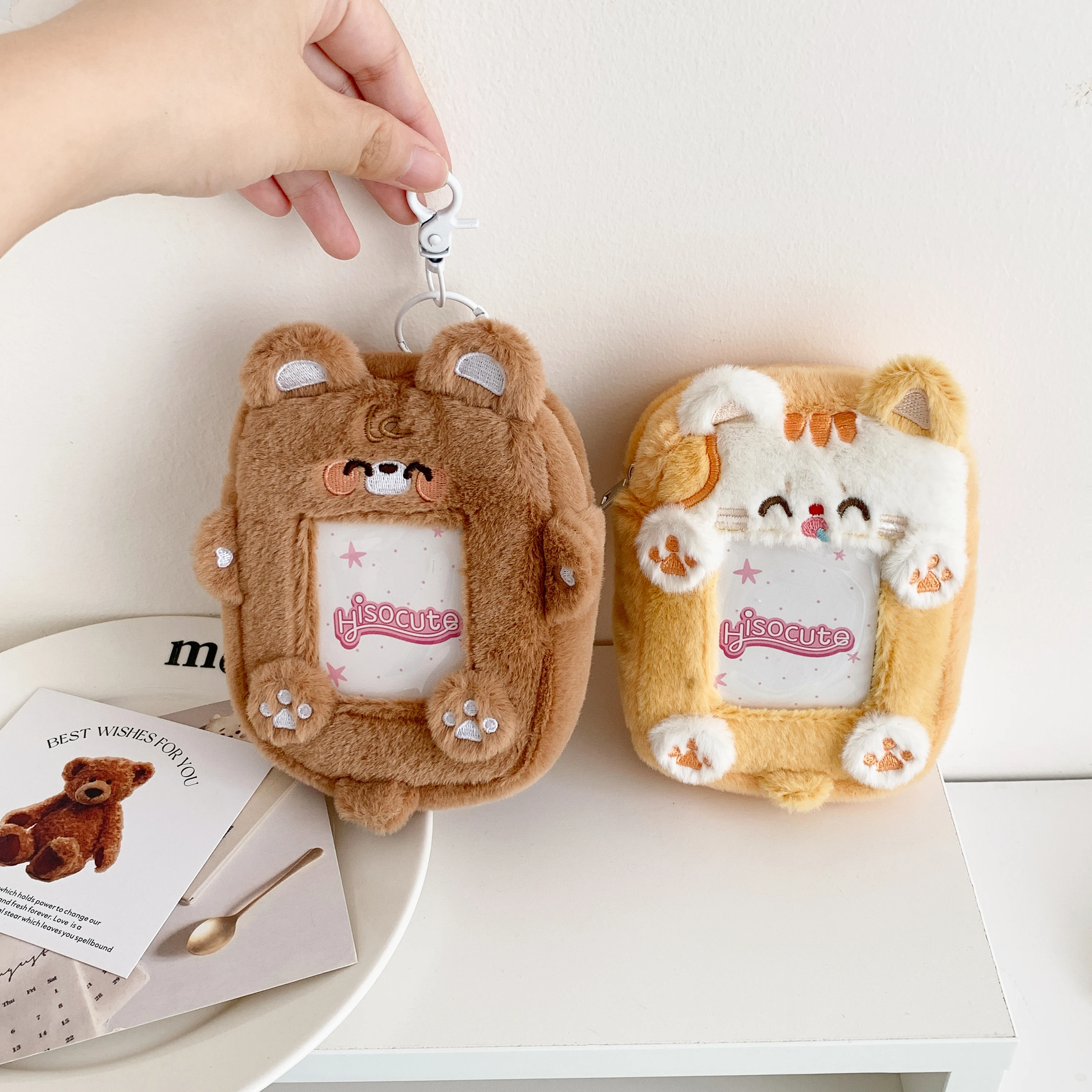 1pc Kawaii Animal Card Holder Bags Keychains Small Pouch Coin Purse Lips Storage Bag